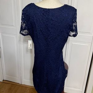 Navy Blue over lay lace dress.
